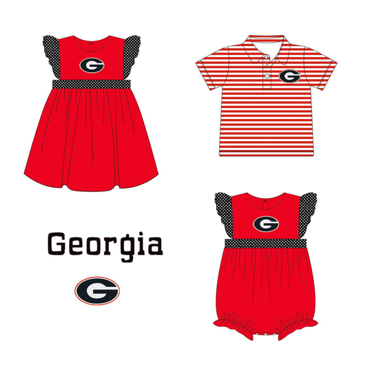 Baby Boy Girl G Team Football Red Sibling Romper Dress Clothes ( Moq 5 )