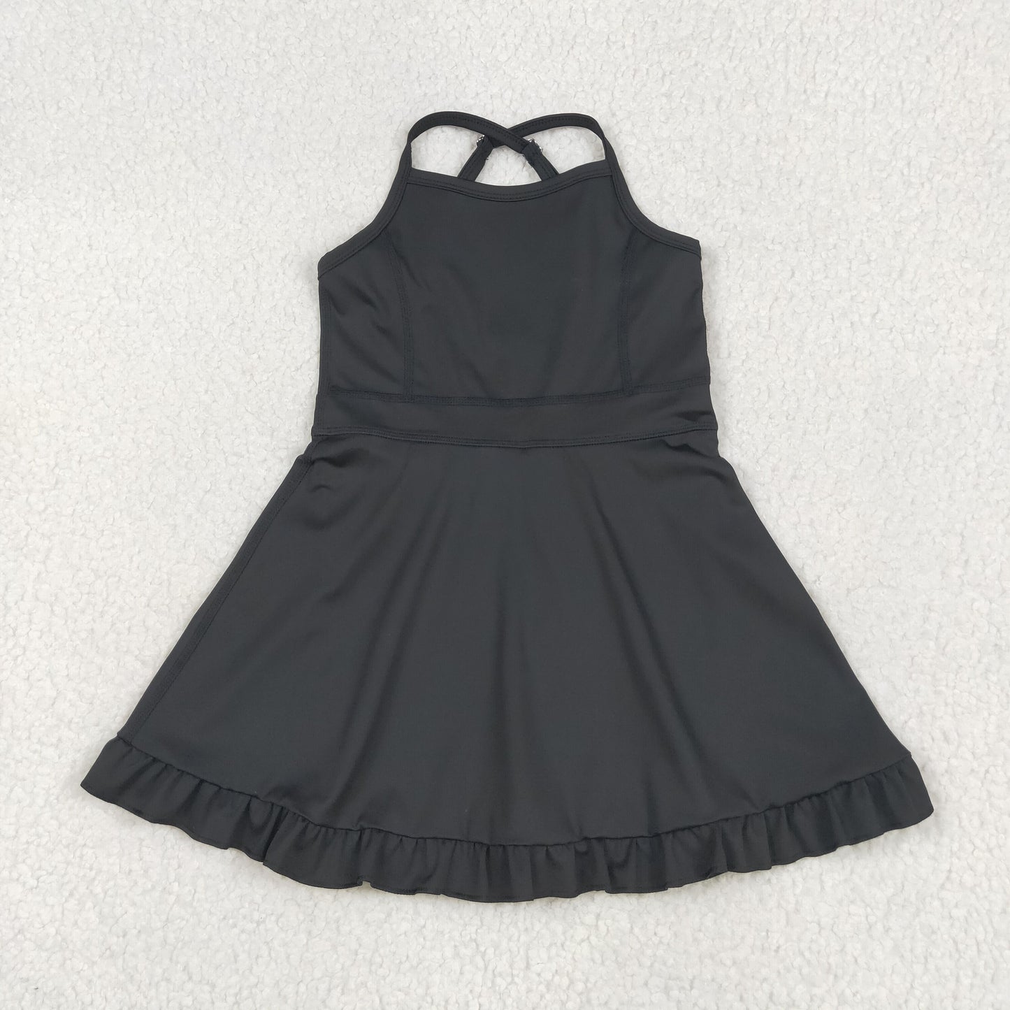 Baby Girl Black Sleeveless Yoga Active Knee Length Dress RTS