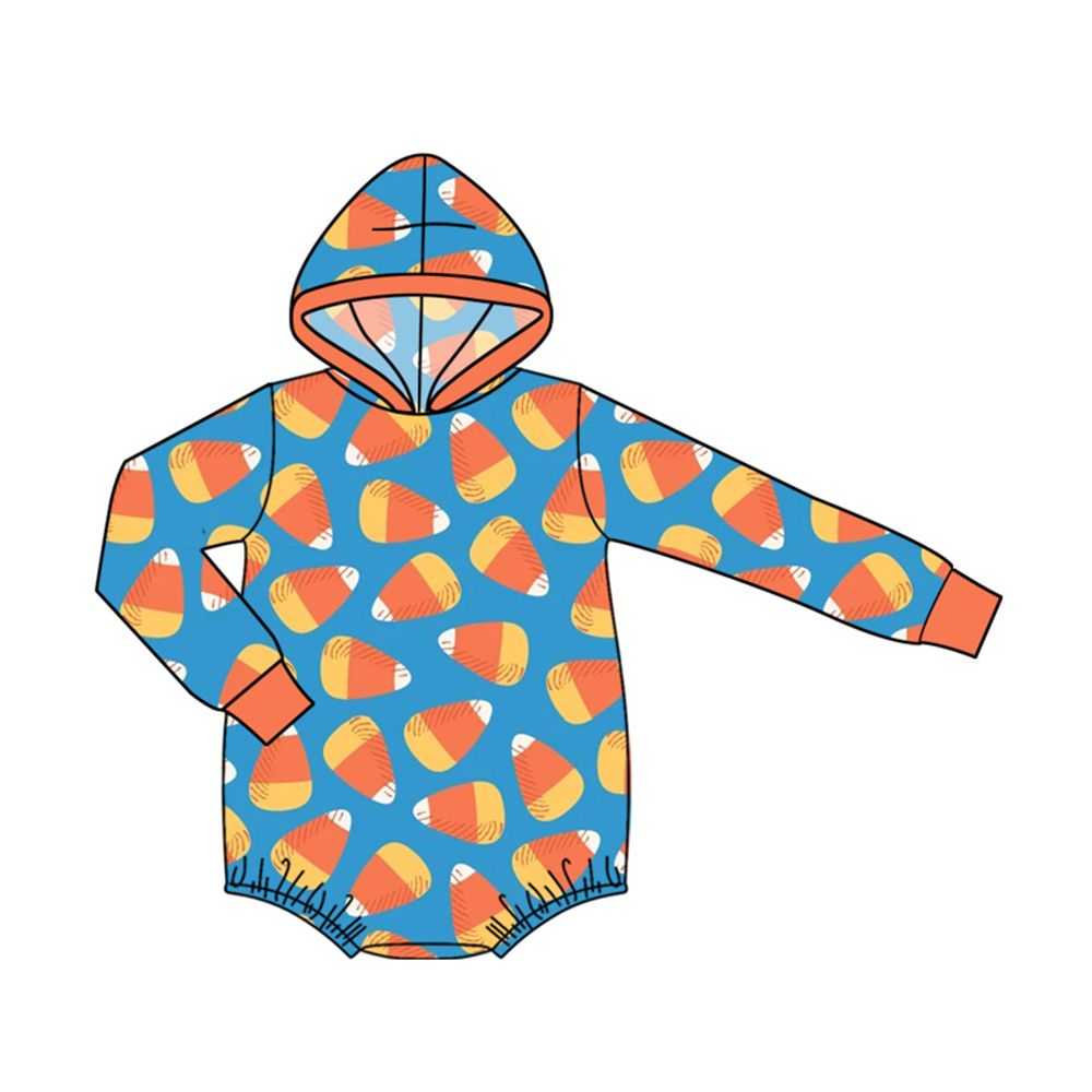 ( Moq 5 ) Preorder Baby Kids Infant Long Sleeves Halloween Candy Corn Hoodie Romper Clothes