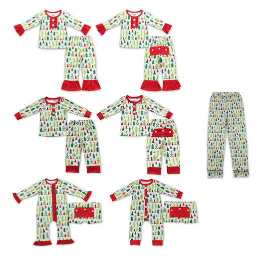 Sibling Boys Girls Adult Kids Christmas Trees Family Zipper Rompers Pajamas Sets RTS