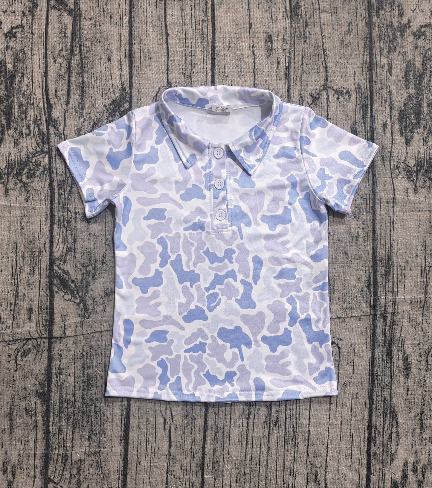 Baby Boys Kids Short Sleeves Blue Camo Buttons Shirt Tops RTS
