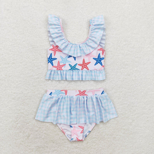 Baby Girl Summer Star Fish Tops Bummie Shorts Swimsuit