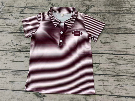 Baby Boy Short Sleeves Football Team Stripes Buttons Shirt Moq 5