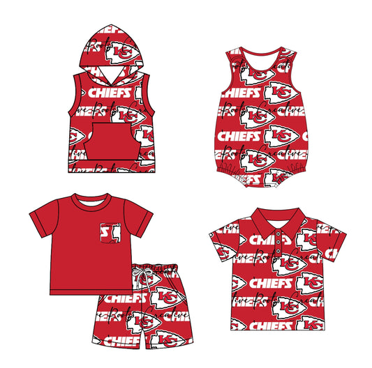 Baby Boy Team KC Red Sibling Shirt Romper Clothes Set ( Moq 5 each style)