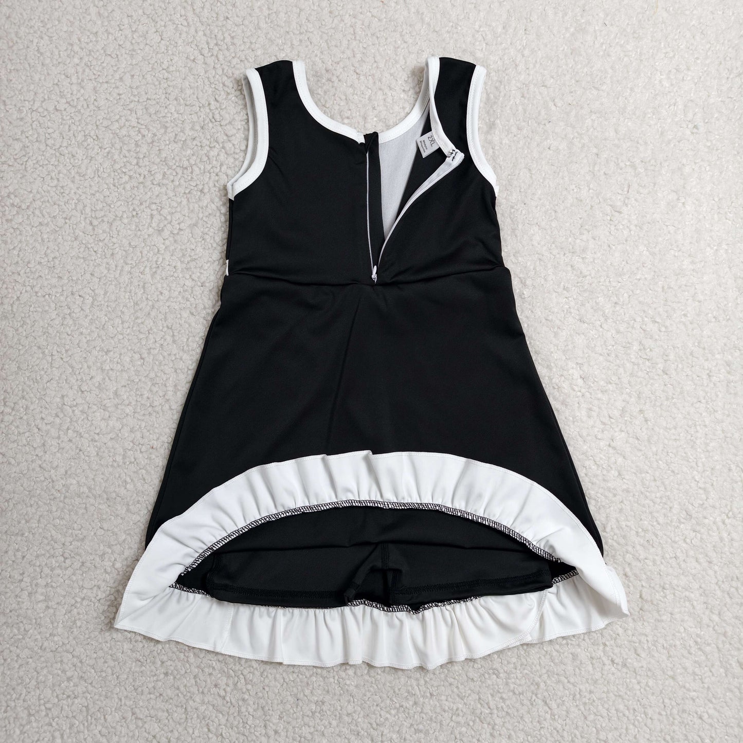 Baby Girls Kids Sleeveless Shorts Scallop Black Dress Yoga Active Clothes RTS