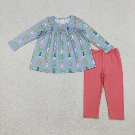 Baby Girls Kids Long Sleeves Floral Bows Tunic Pants Christmas Clothes Set RTS
