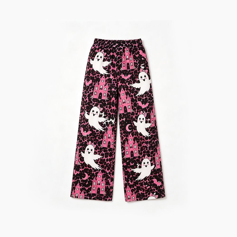 ( Moq 5 ) Baby Girls Kids Halloween Ghosts Pink Leopard Pants Bottoms Clothes