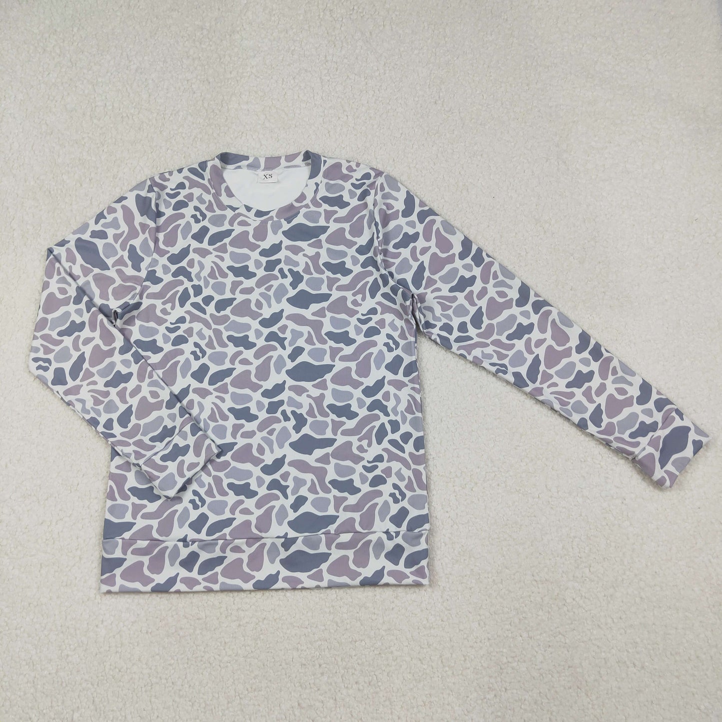 Adult Women Long Sleeve Grey Camo Shirt Yoga Active Tops RTS