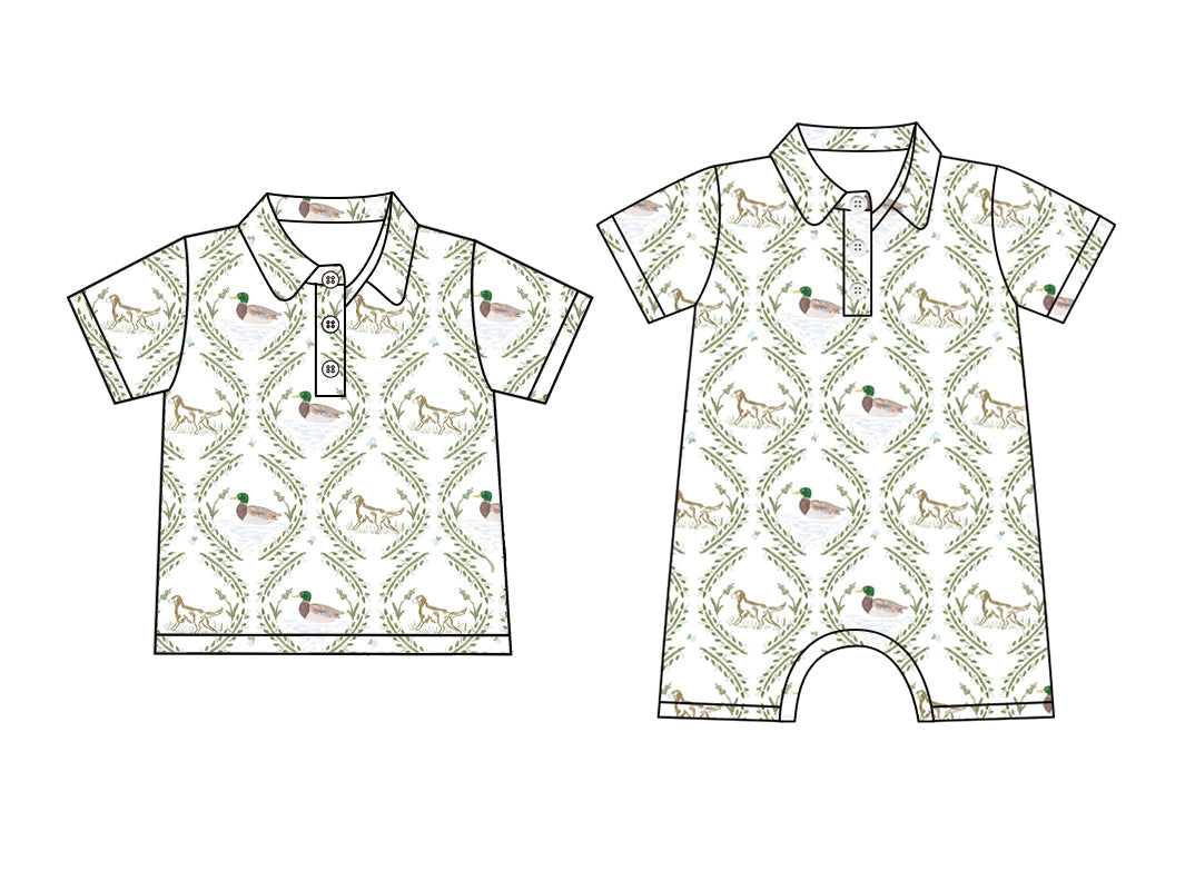 Baby Boy Short Sleeves Ducks Sibling Romper Shirt ( Moq 5 Each Style ) 3.17