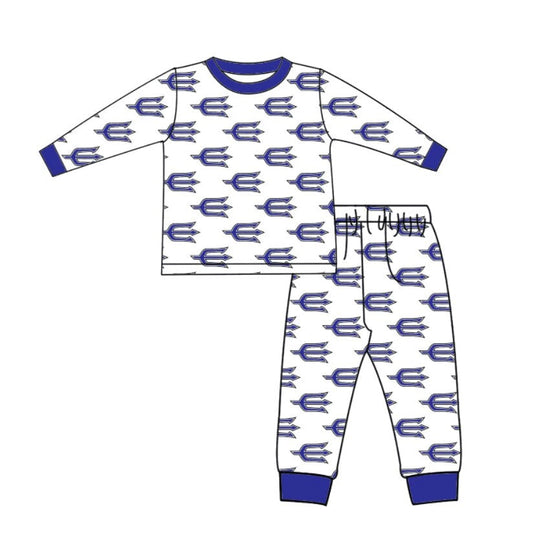 Baby Boy Long Sleeves Team Shirt Pants Pajamas Clothes Blue Set Moq 5