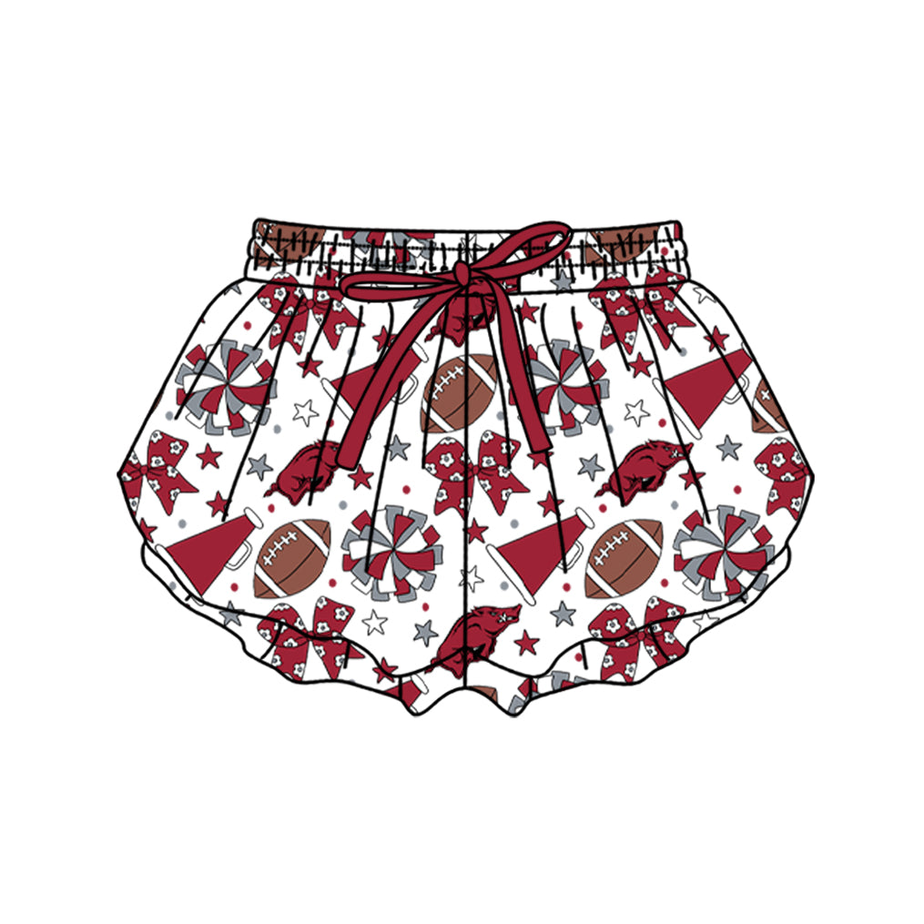 ( Moq 5 ) Baby Girls Kids Pigs Bows Cheer Football Shorts Bottoms Team Clothes