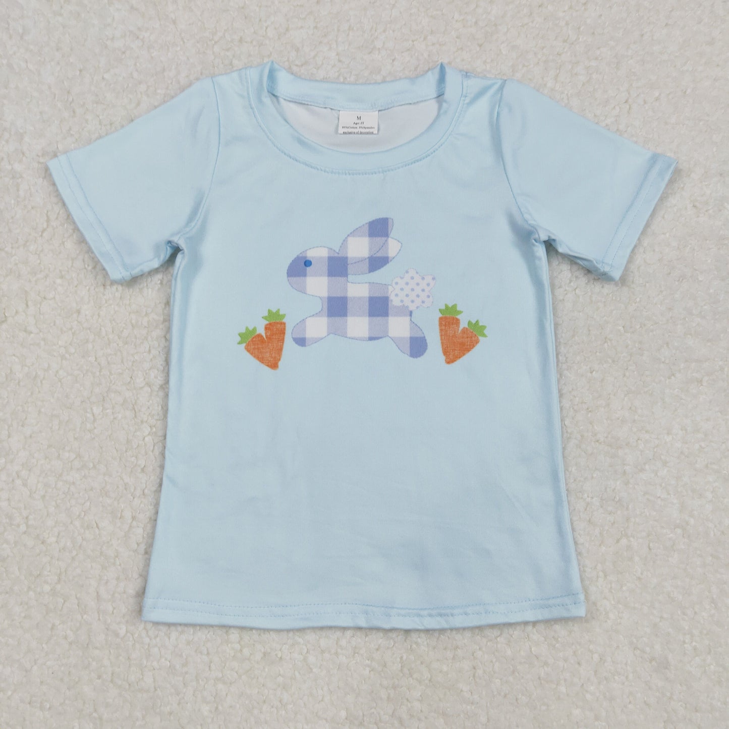 Baby Boy Blue Short Sleeves Easter Rabbit Carrot Shirt Tops RTS