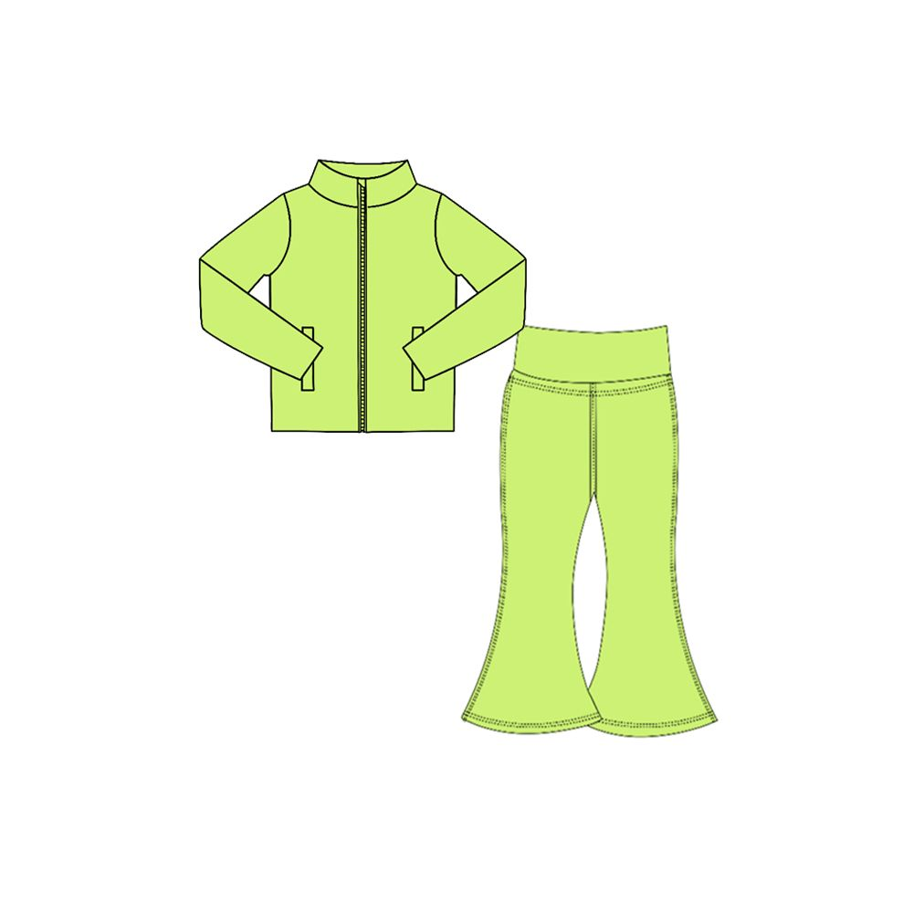 ( Moq 5 ) Preorder Baby Girls Kids Pockets Zipper Cardigan Tops Pants Pink Set Yoga Active Clothes