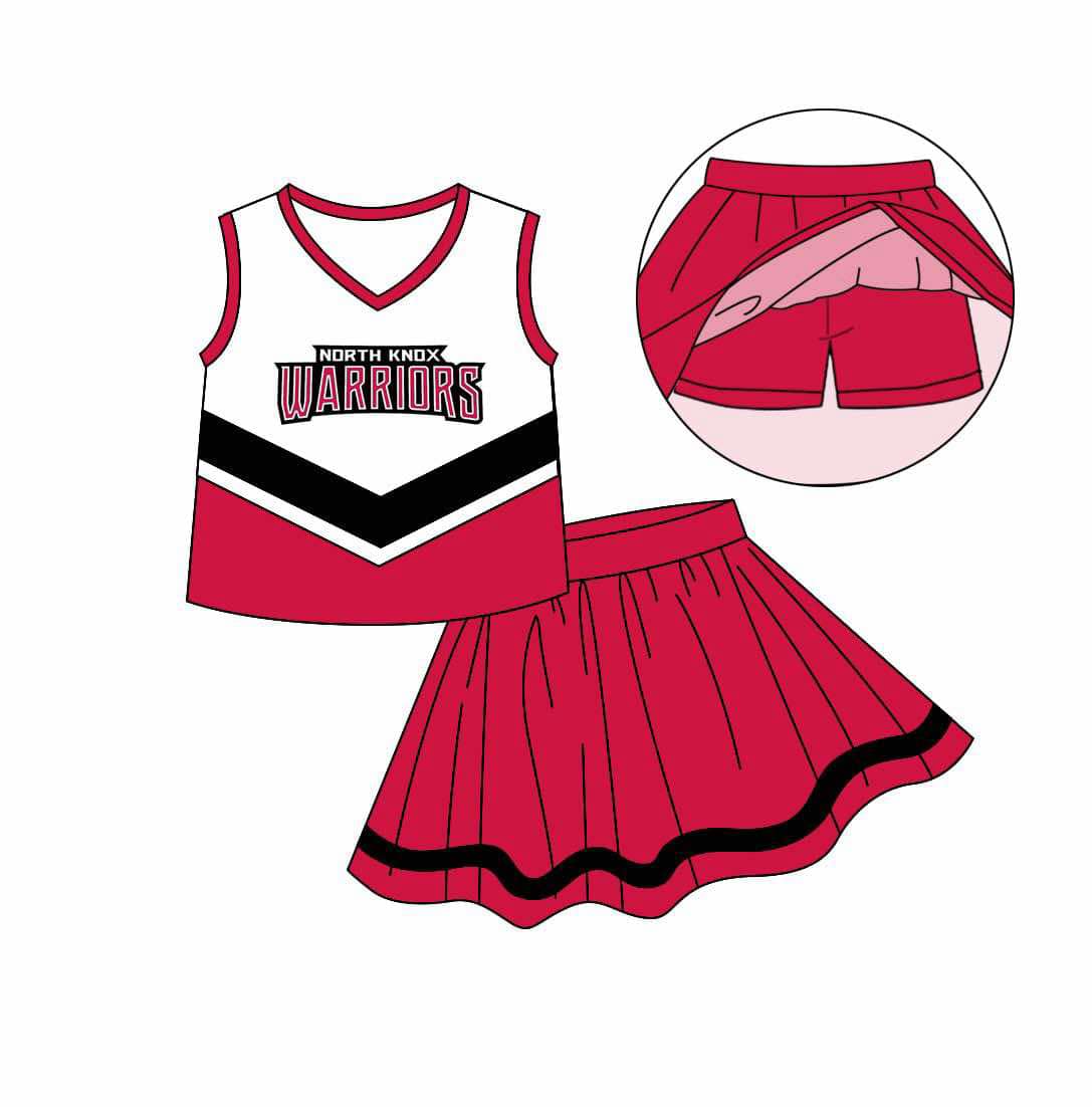 Baby Girl Kids Toddler Sleeveless Shirt Skirt Shorts Skort Clothes Team Cheer Set ( Moq 5 )