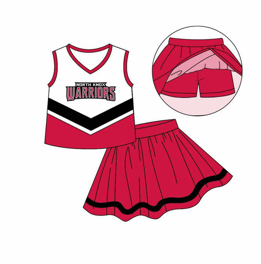 Baby Girl Kids Toddler Sleeveless Shirt Skirt Shorts Skort Clothes Team Cheer Set ( Moq 5 )
