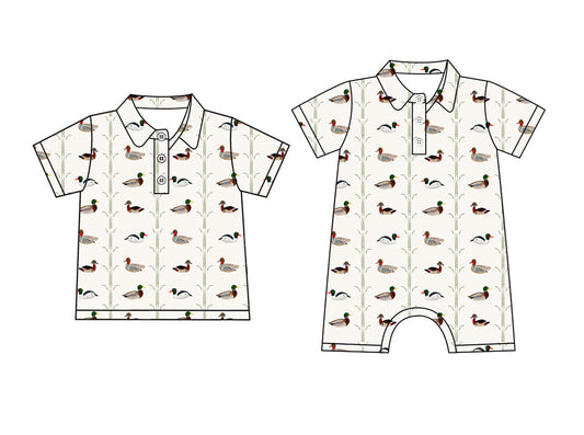 Baby Boy Ducks Short Sleeves Sibling Romper Shirt ( Moq 5 Each Style ) 3.17