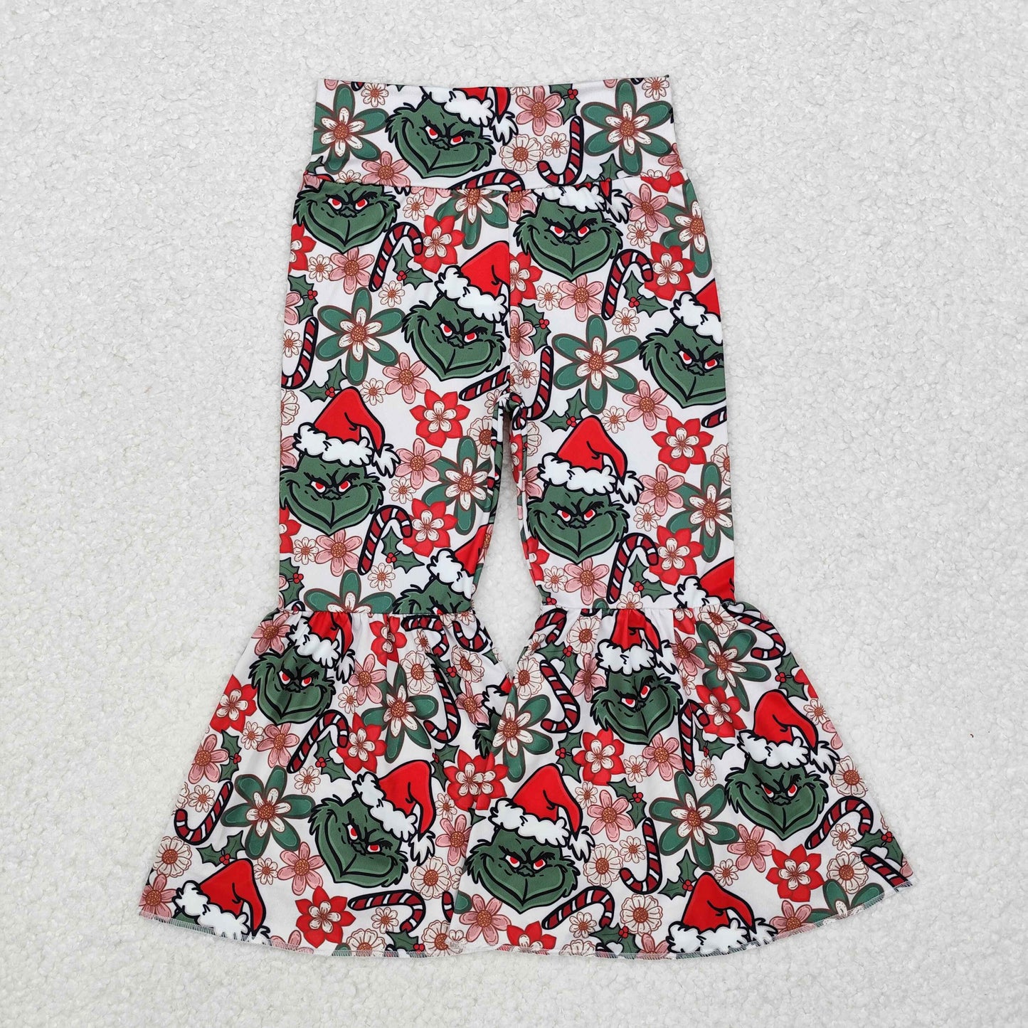 Baby Girls Christmas Green Face Bell Bottom Pants
