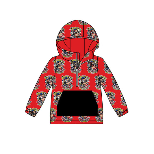 Baby Boy Kids Long Sleeves Red Hoodie Pocket Zipper Shirt Moq 5