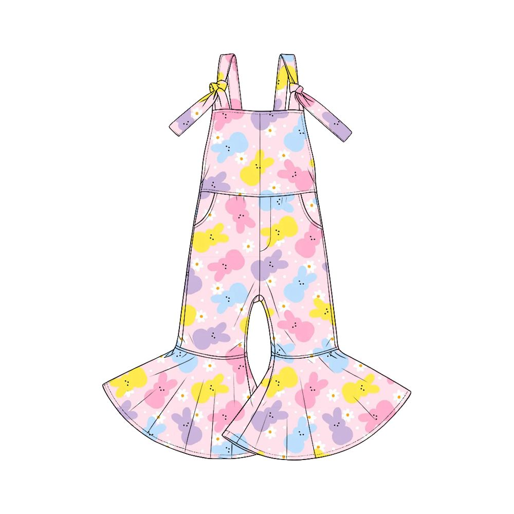 ( Moq 5 ) Preorder Baby Girls Kids Easter Rabbits Flower Overalls Jumpsuit Clothes