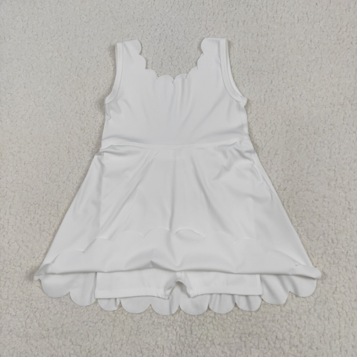 Baby Girl Sleeveless White Yoga Active Knee Length Dress RTS