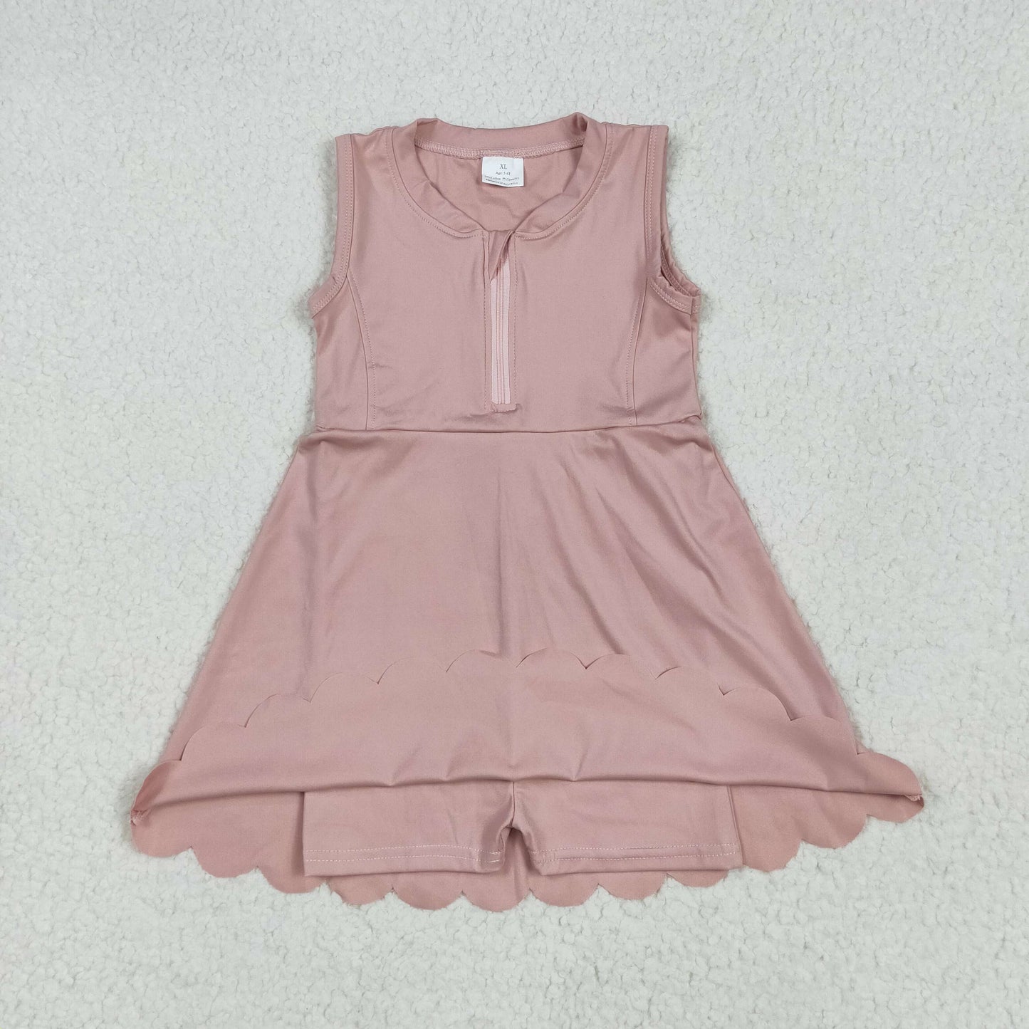 Baby Girl Light Pink Zipper Yoga Active Wear With Shorts Knee Length Dress RTS