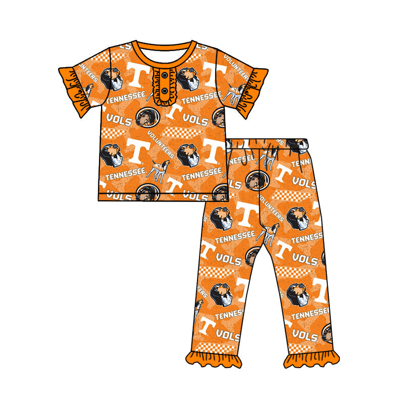 Baby Girl Short Sleeves TN Team Shirt Dogs Pants Pajamas Set Moq 5