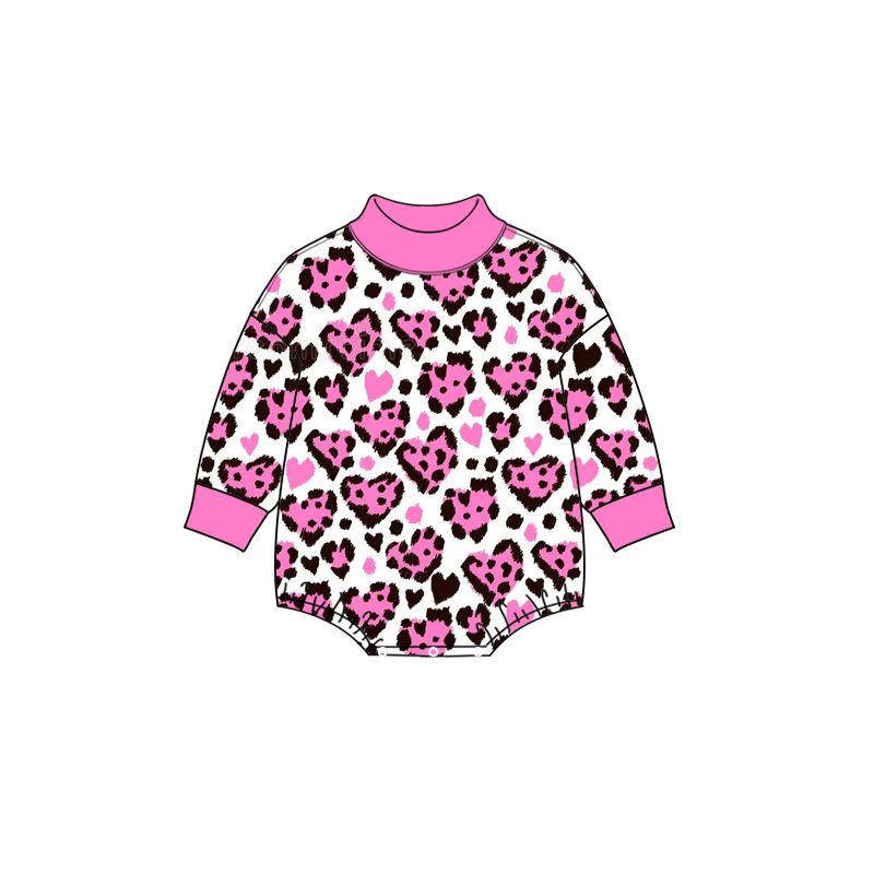 ( Moq 5 ) Preorder Baby Girls Infant Long Sleeves Hearts Valentine Romper Pink Clothes
