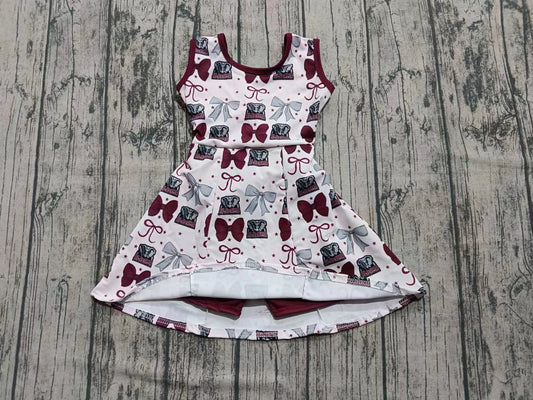 ( Moq 5 ) Baby Girl Sleeveless Elephant Bows Skort Team Dress