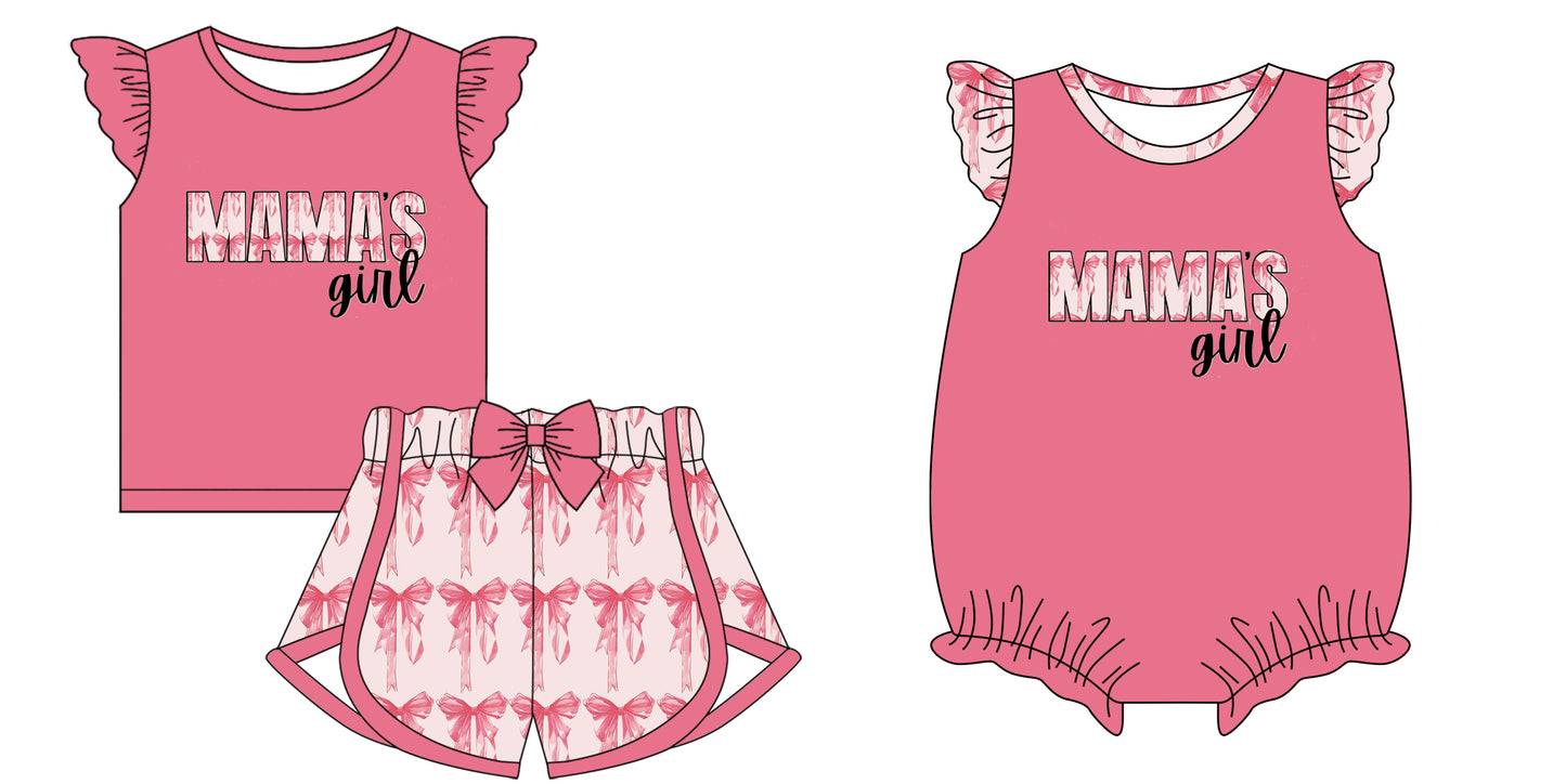 Baby Toddler Short Sleeves Mama's Girl Bows Sibling Romper Clothes Set ( Moq 5 Each style ) 12.4