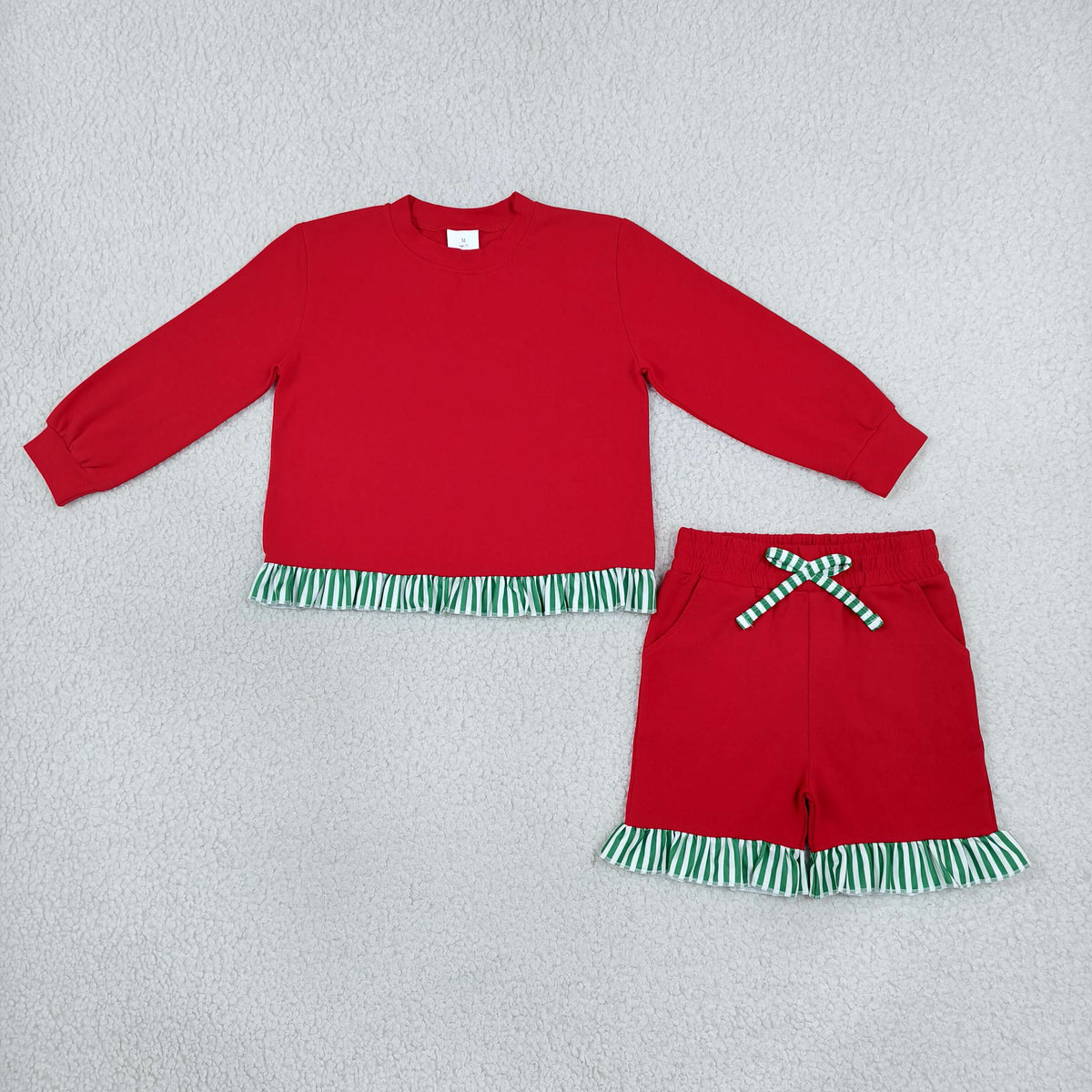 Baby Girls Kids Long Sleeves Tops Pockets Shorts Cotton Set Red Clothes RTS
