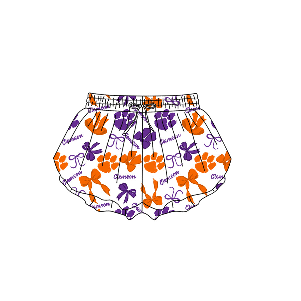 ( Moq 5 Each Style ) Baby Girls Toddler Orange Purple Bows Sibling Team Shorts Dresses Set Clothes