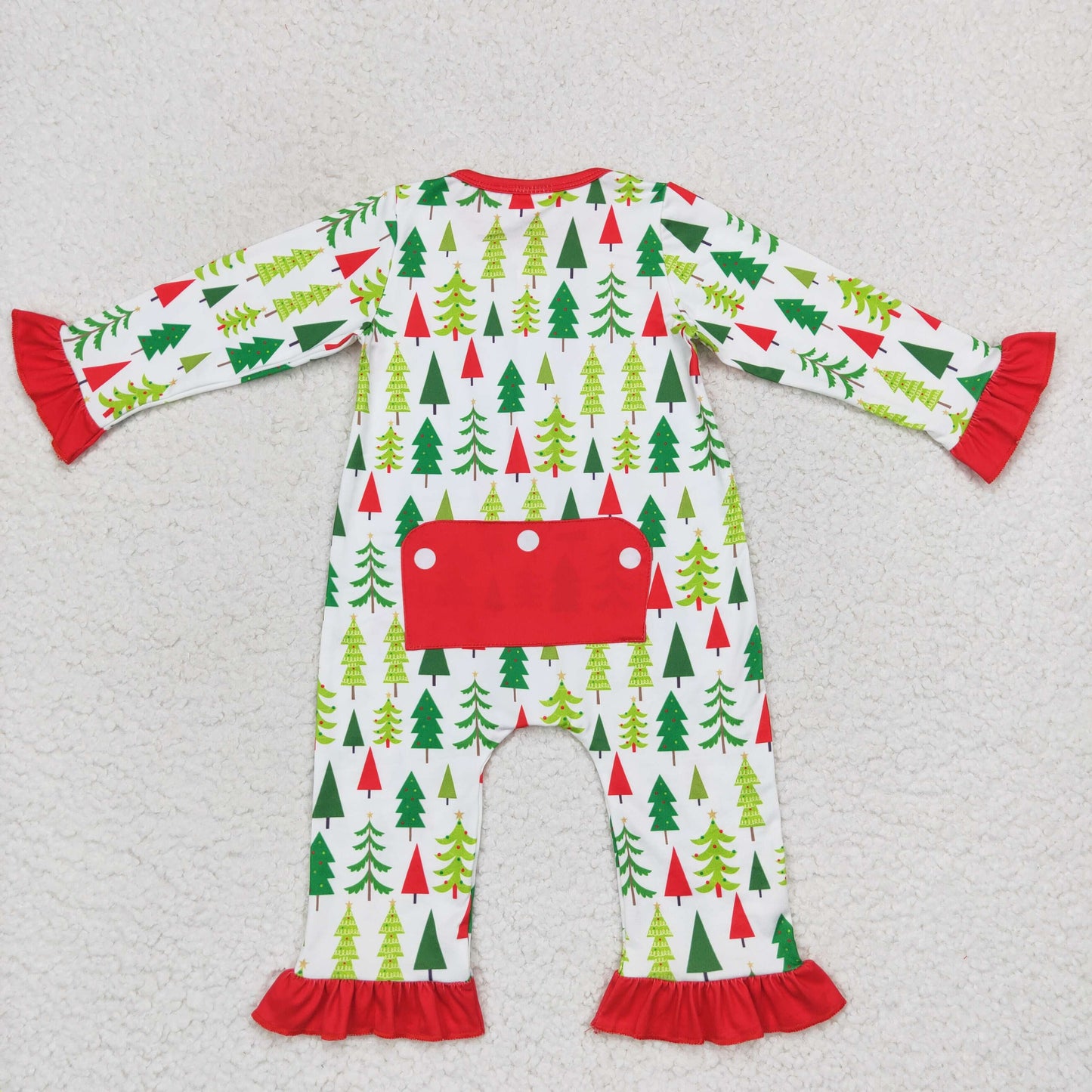 LR0626 Baby Girl Long Sleeves Christmas Tree One Piece Romper