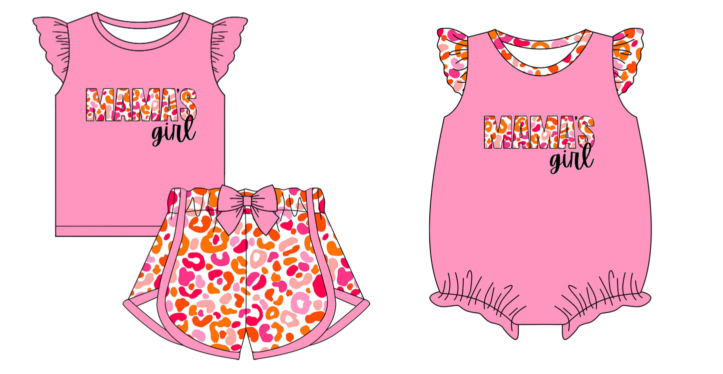 Baby Toddler Short Sleeves Mama's Girl Leopard Sibling Romper Clothes Set ( Moq 5 Each style ) 12.4