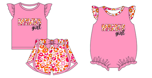Baby Toddler Short Sleeves Mama's Girl Leopard Sibling Romper Clothes Set ( Moq 5 Each style ) 12.4