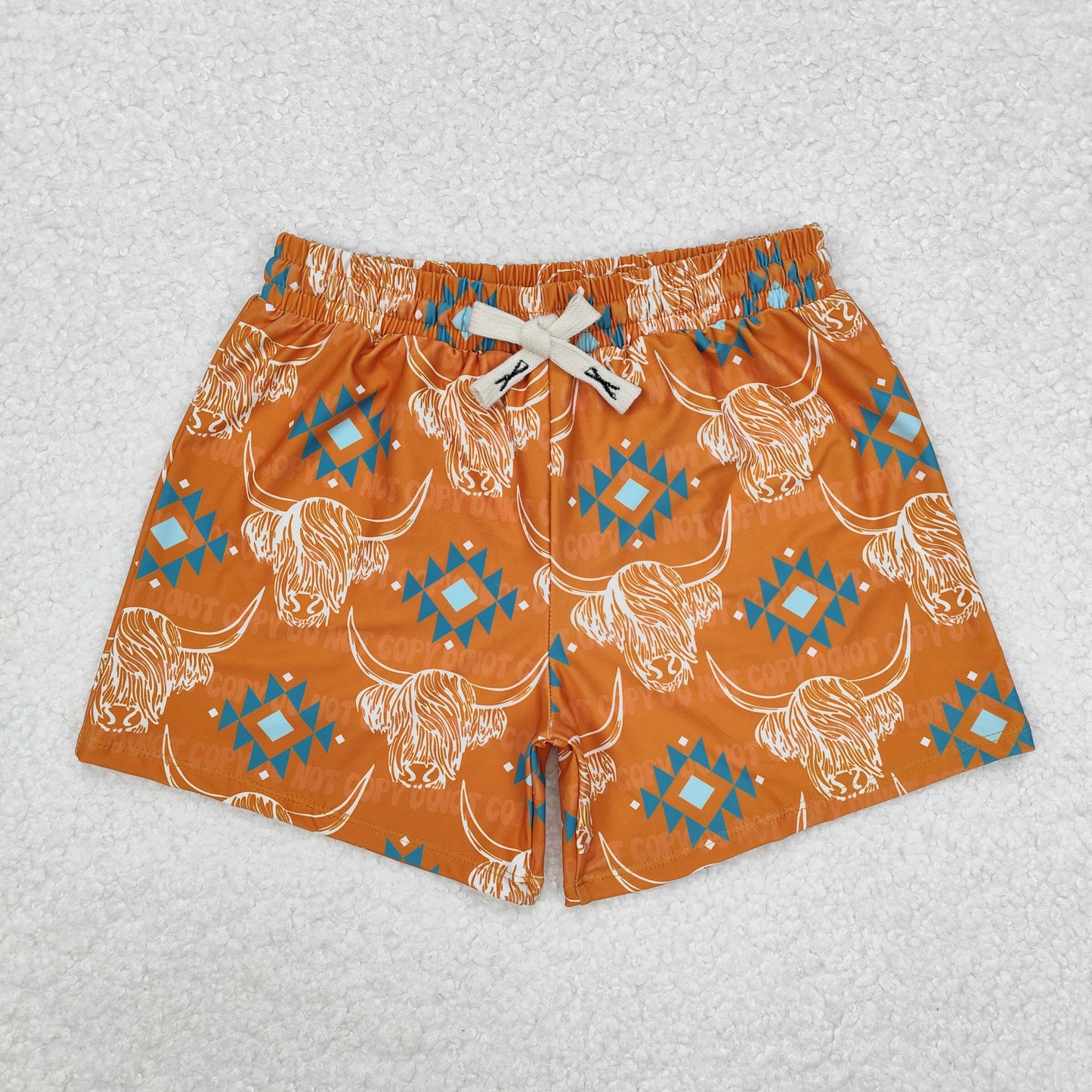 Baby Boy Toddler Western Cow Aztec Swim Trunks Shorts