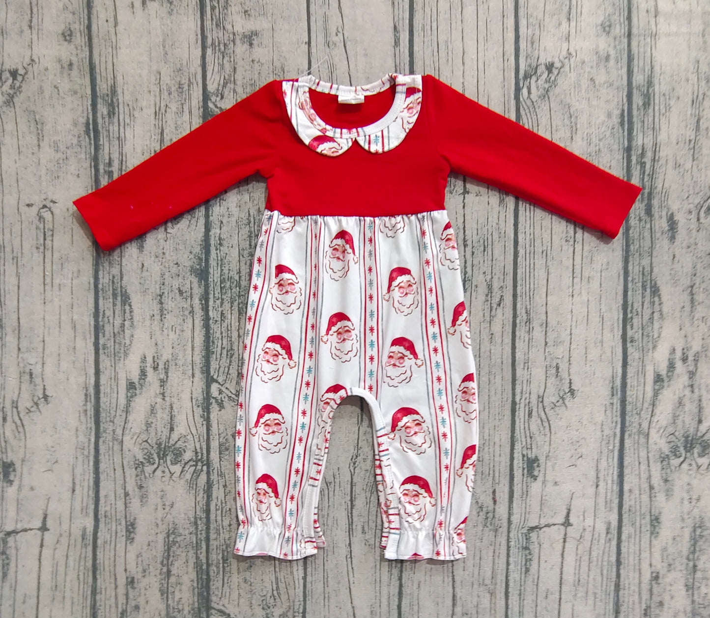Baby Girl Red Long Sleeves Santa Christmas Romper RTS