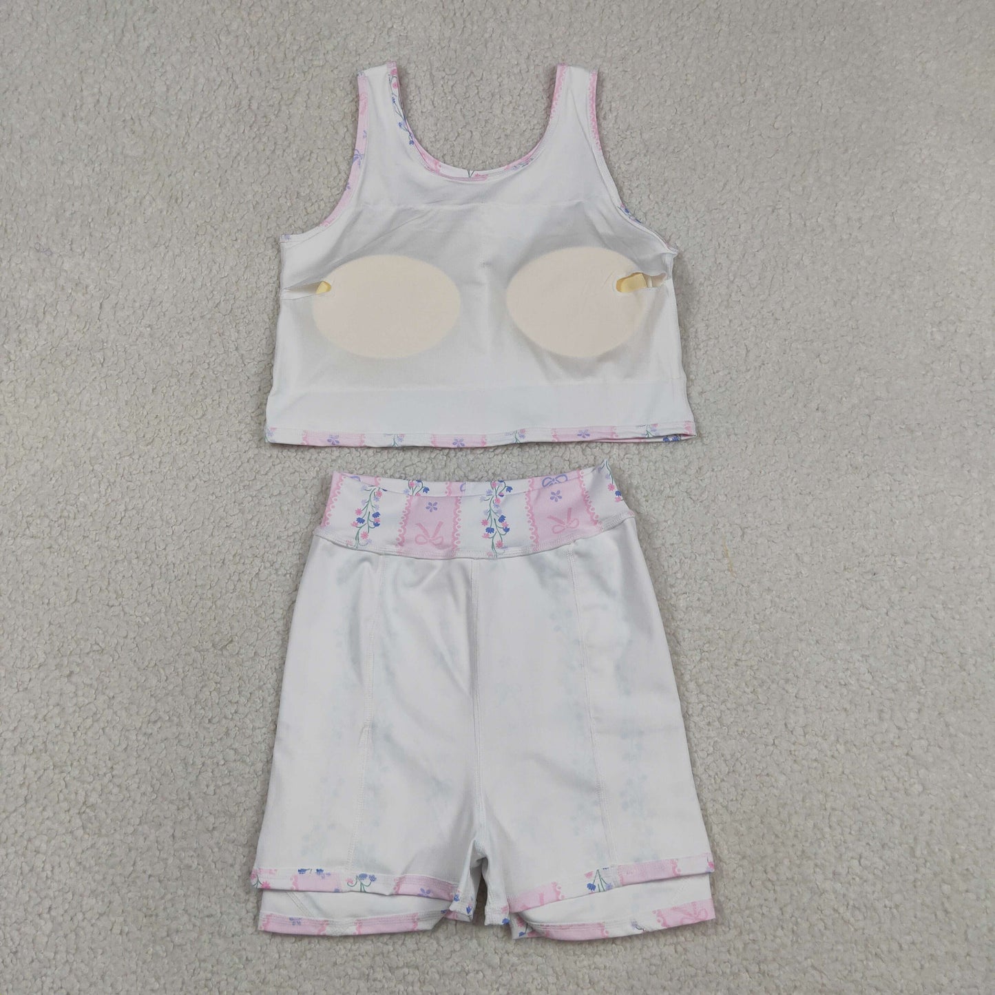 Baby Girl Sleeveless Bows Floral Tops Shorts Skort Yoga Active Wear Set RTS