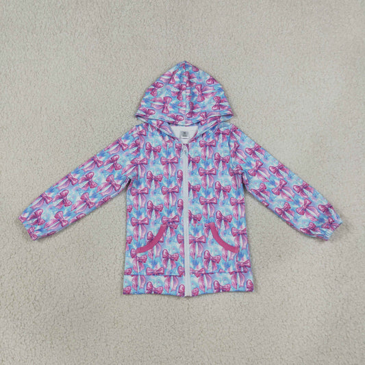 Baby Girls Kids Long Sleeves Bows Pockets Hoodie Zipper Shirt Tops Yoga Clothes RTS