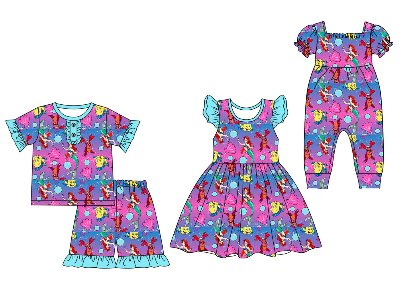 Baby Girl Short Sleeves Princess Sibling Romper Dress Set ( Moq 5 Each Style ) 2.10