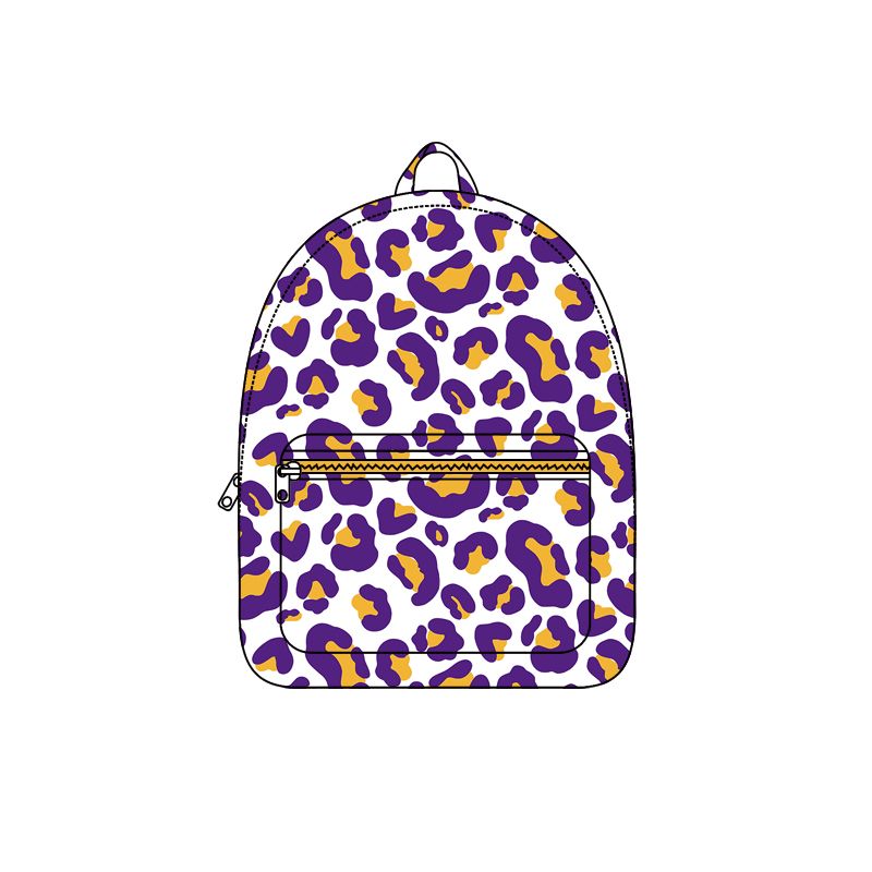( Moq 5 ) Preorder Baby Toddler Kids Purple Yellow Leopard Zipper Pocket Backpack Team Bag