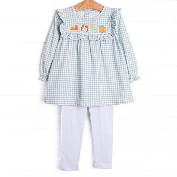 ( Moq 5 ) Preorder Baby Girls Kids turkey Pumpkins Tunic Leggings Pants Fall Set Clothes
