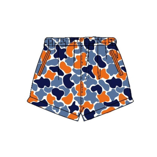 ( Moq 5 ) Preorder Baby Boys Kids Orange Blue Camo Pockets Shorts Bottoms Team Clothes