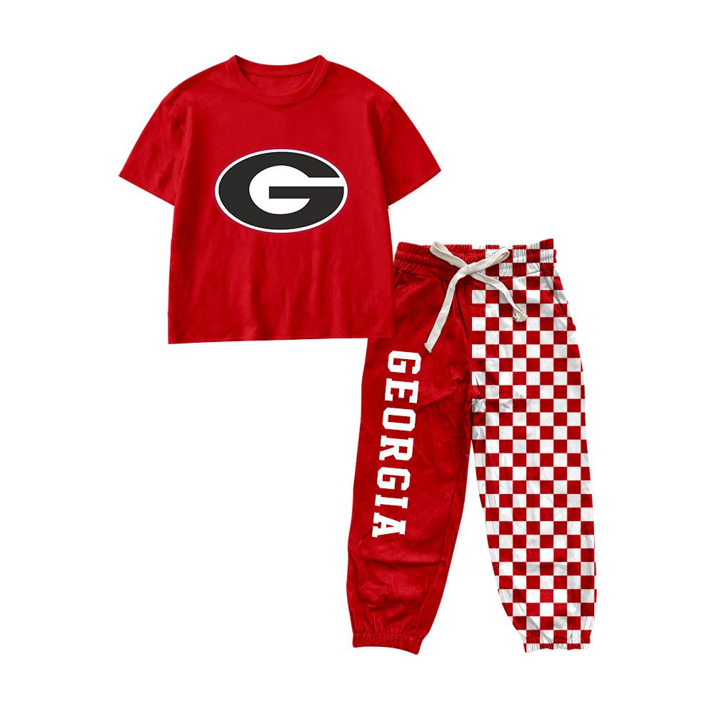 ( Moq 5 ) Preorder Baby Boys Kids Short Sleeves G Shirt Checked Pockets Pants Team Set Clothes