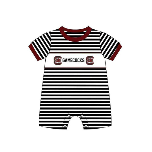 Baby Boy Short Sleeves Team Stripes Buttons Romper ( Moq 5 )