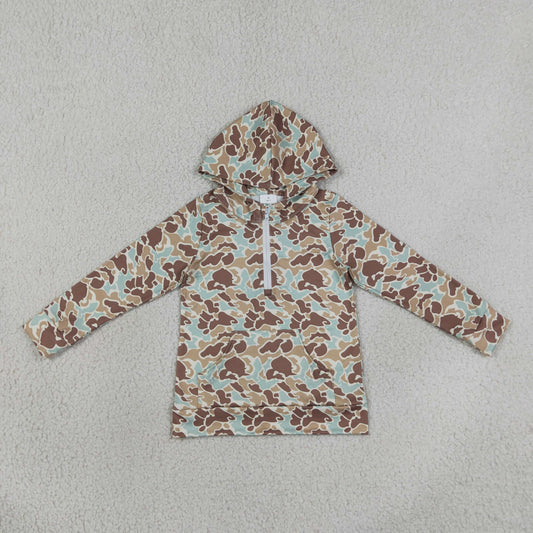 Baby Boys Kids Long Sleeves Pocket Hoodie Zipper Shirt Tops Camo Clothes RTS