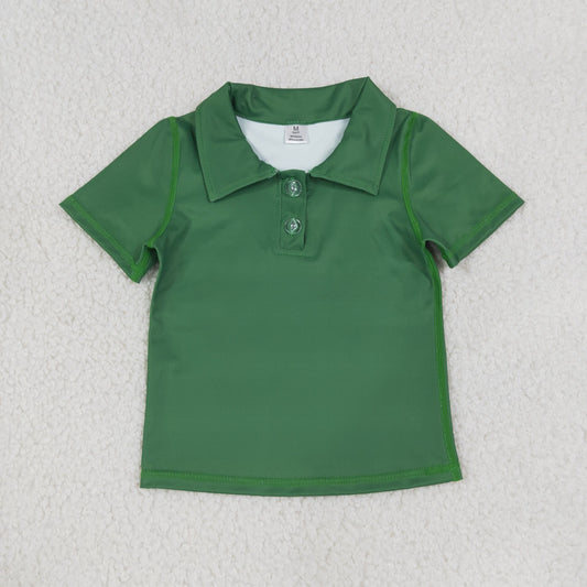 Baby Girls Kids Short Sleeves Green Buttons Yoga Active Shirt Tops RTS