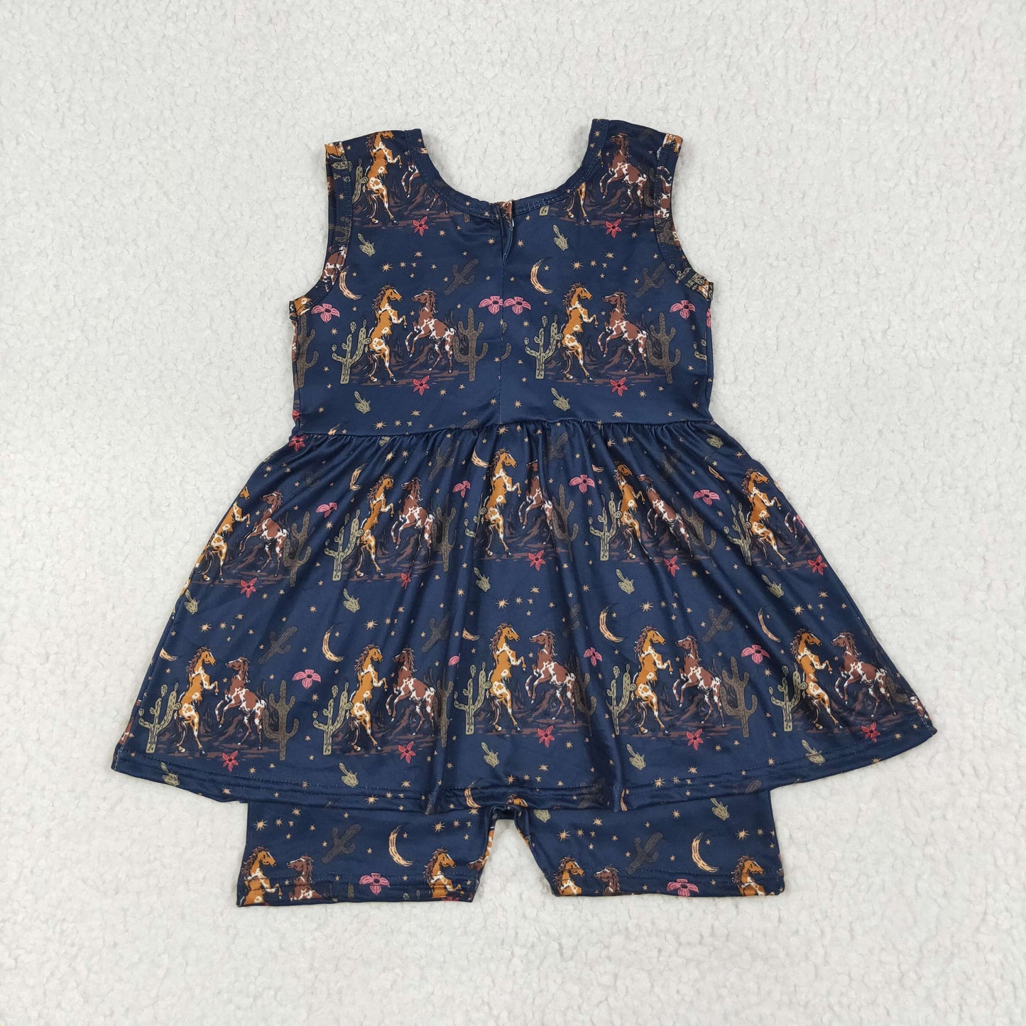Baby Girl Toddler Sleeveless Horse Cactus Western Skort Jumpsuit RTS