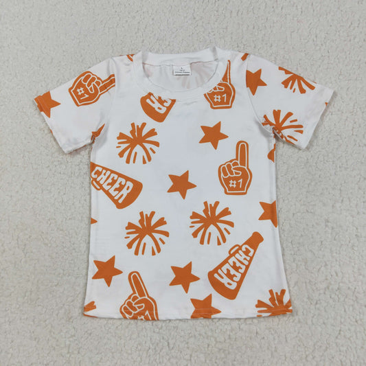 Baby Girl Short Sleeves Orange Cheer Summer Shirt Tee Tops RTS