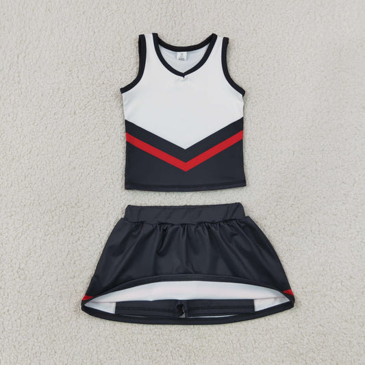 Baby Girls Kids Sleeveless Tops Black Skirt Shorts Set Yoga Active Team Clothes RTS