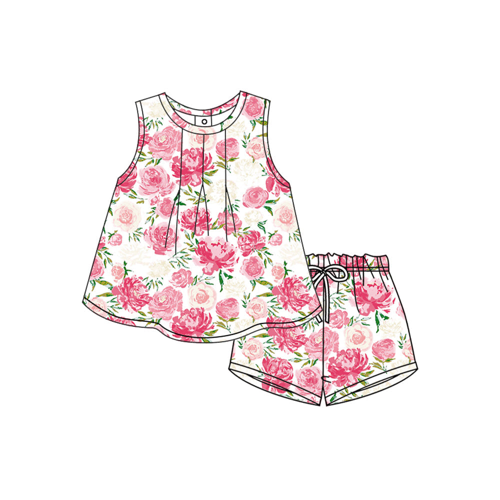 Baby Girl Sleeveless Floral Tops Shorts Set ( Moq 5 ) 12.10